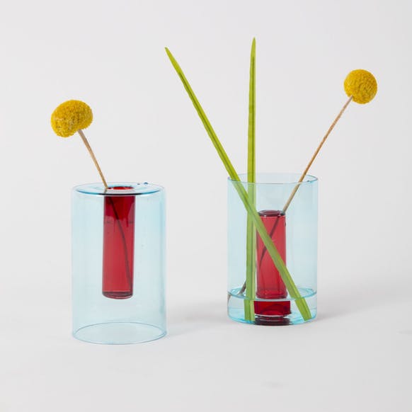 Reversible Glass Vase - Green & Blue