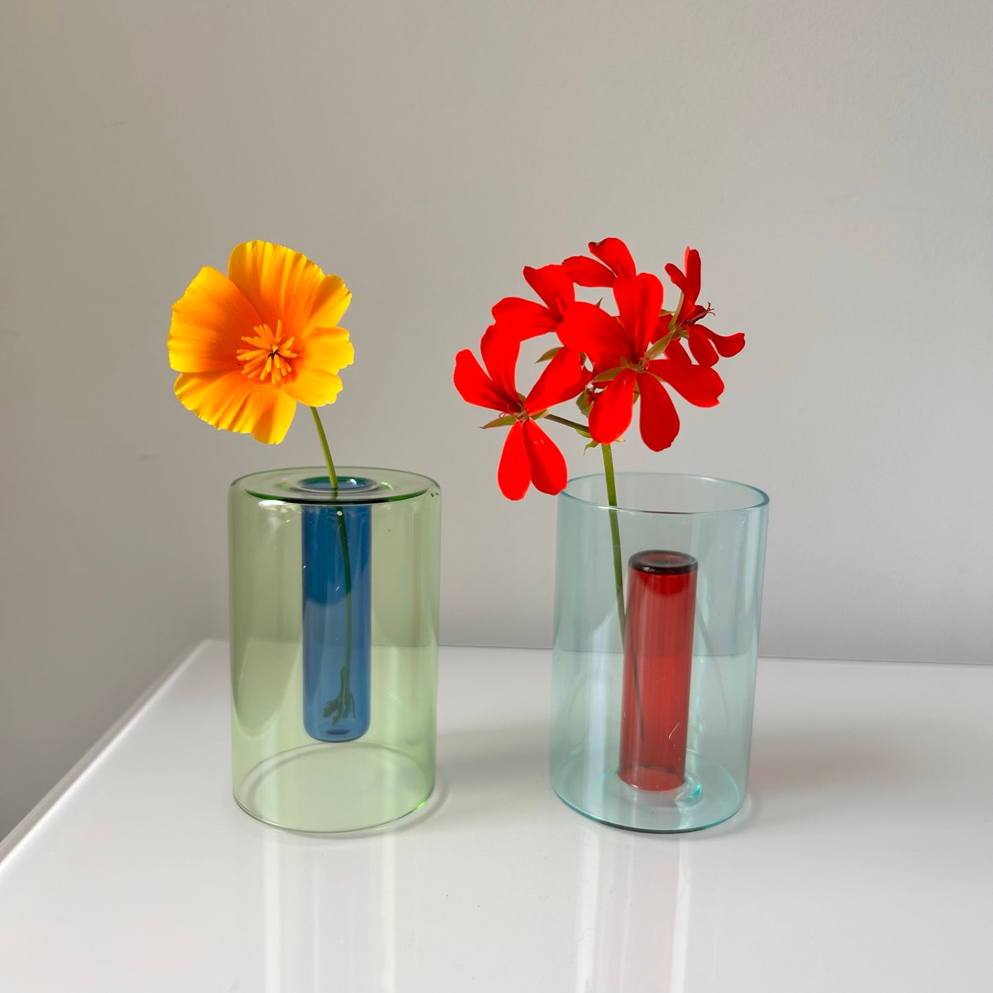 Reversible Glass Vase - Green & Blue