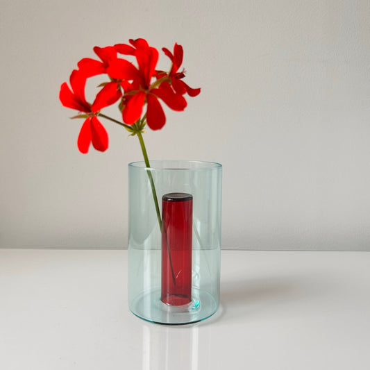 Reversible Glass Vase - Blue & Red