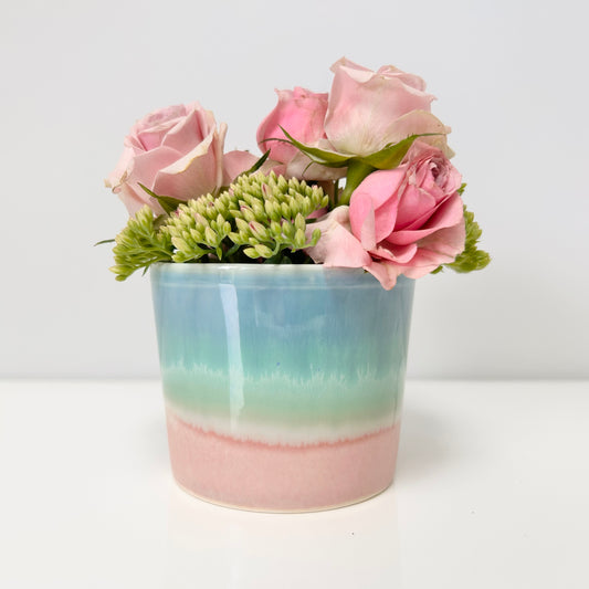 Small Planter Pot - Blue/Mint/Pink