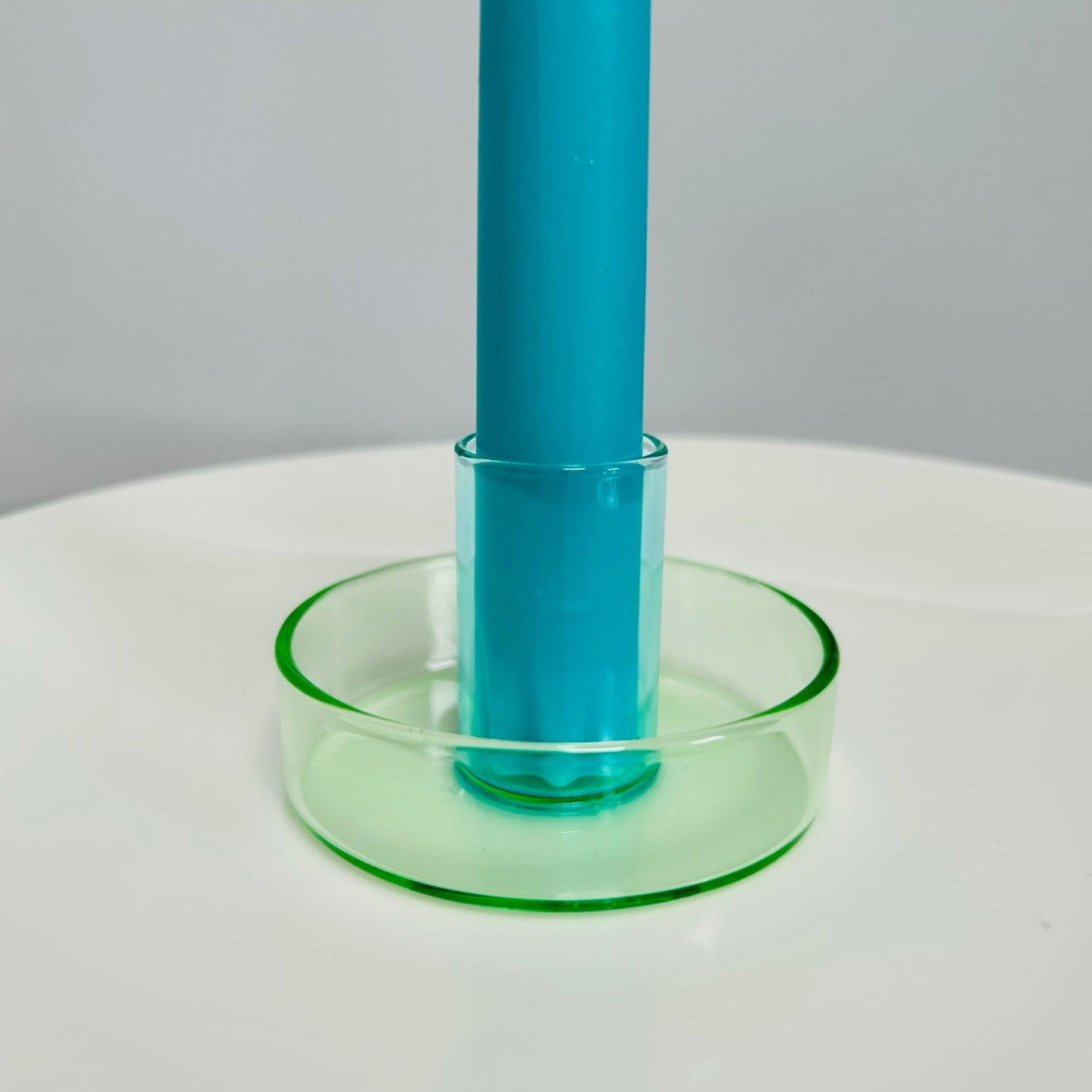 Glass Candlestick Holder - Green & Blue
