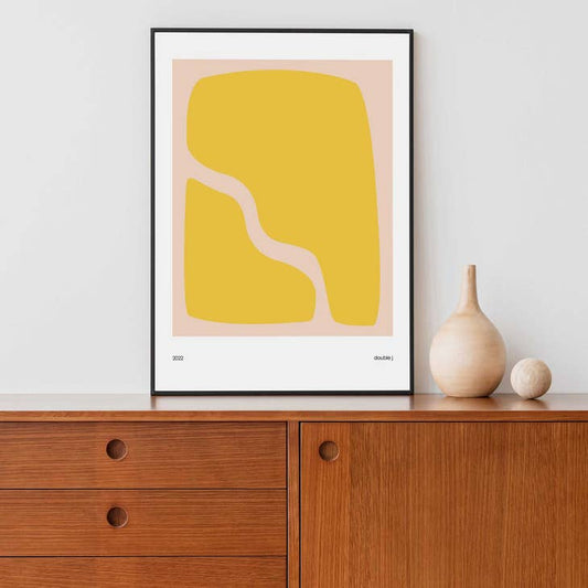 Portrait Wall Art Print - Yellow and Pink