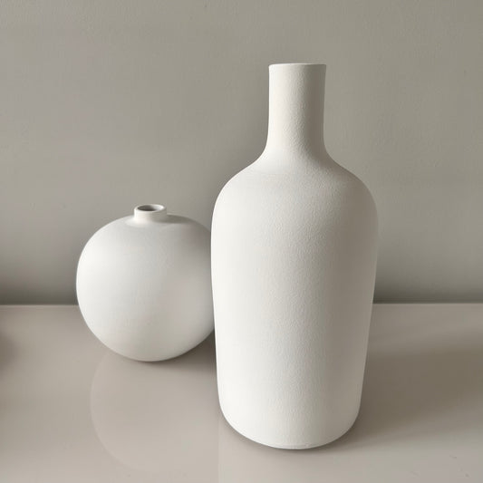 Tall Handmade Ceramic Vase - White
