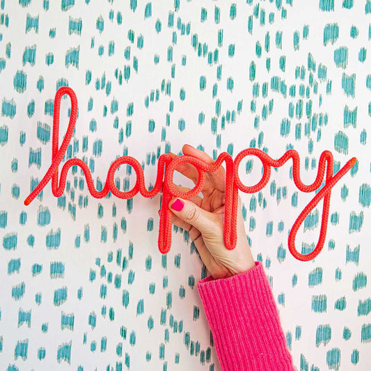 Happy Rope Word Sign - Fuchsia