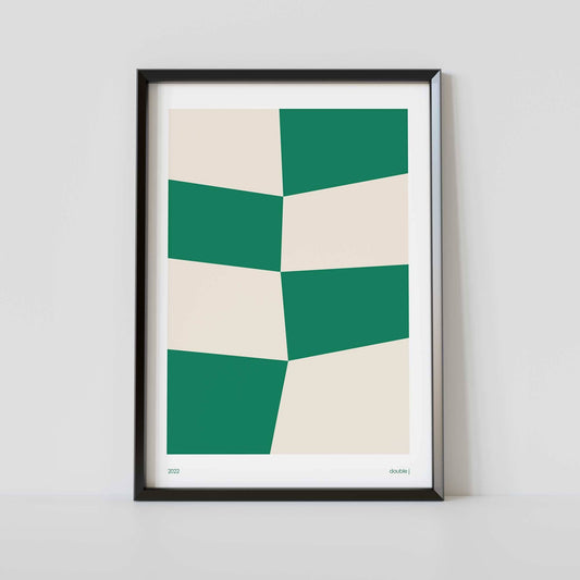Modern Abstract Wall Art Print - Green & Cream