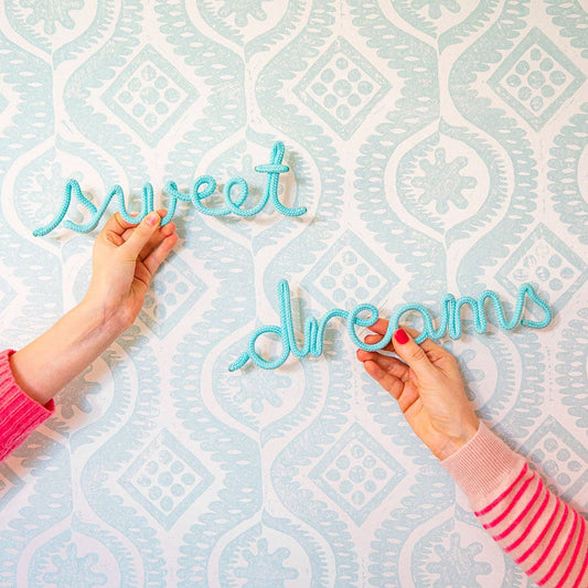 Sweet Dreams Word Sign - Aqua