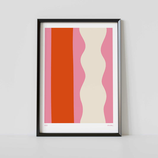 Modern Minimalist Wall Art Print - Red and Pink